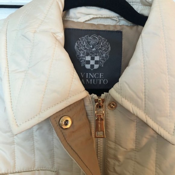 Vince Camuto Quilted Jacket Off-White w/ Gold & Gold Tone Hardware Size M- NWT - Picture 2 of 9